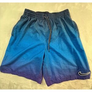 NIKE‎ Swim Mens M Shorts Blue Mesh Lined  Just Do It Print